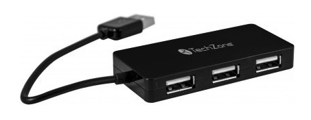 Hub 4 Puertos TechZone TZ17HUB02 USB, Negro