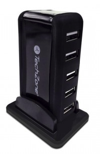 Hub 7 Puertos TechZone TZ17HUB01 USB, Negro
