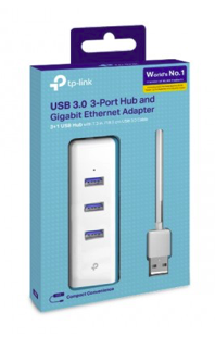 Adaptador USB 2 en 1 con Hub de 3 Puertos USB 3.0 y Adaptador Ethernet Gigabit (UE330)