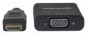Adaptador HDMI a VGA MANHATTAN, HDMI, VGA, Micro-USB, Macho/hembra, Negro