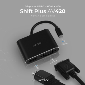 Adaptador USB-C a HDMI + VGA Shift Plus AV420 Acteck