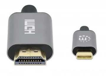 Adaptador USB-C to HDMI, 2M 4K@60Hz MANHATTAN 153607, USB-C, HDMI, Negro/Plata, 2 m