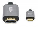 Adaptador USB-C to HDMI, 2M 4K@60Hz MANHATTAN 153607, USB-C, HDMI, Negro/Plata, 2 m