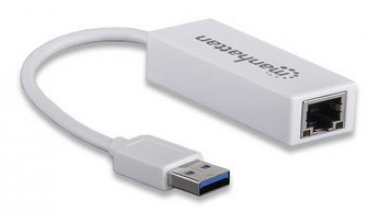 Tarjeta de Red USB - Ethernet Manhattan 506731, USB 2.0, RJ-45, Macho/hembra, Color blanco