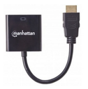 Adaptador HDMI a VGA MANHATTAN, HDMI, VGA, Micro-USB, Macho/hembra, Negro