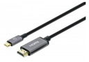 Adaptador USB-C to HDMI, 2M 4K@60Hz MANHATTAN 153607, USB-C, HDMI, Negro/Plata, 2 m