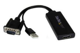 Adaptador VGA a HDMI StarTech.com, VGA, USB, HDMI, Macho/hembra, Negro