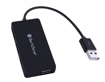 [TZ17HUB02] Hub 4 Puertos TechZone TZ17HUB02 USB, Negro
