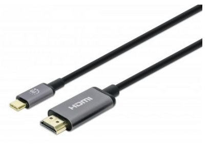 [153607] Adaptador USB-C to HDMI, 2M 4K@60Hz MANHATTAN 153607, USB-C, HDMI, Negro/Plata, 2 m