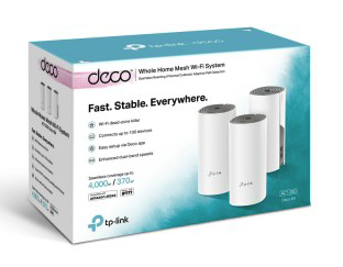 [Deco E4(3-Pack)] Kit Sistema MESH TP-LINK Deco E4(3-Pack), 2,4 GHz, 2, 2 Antenas Internas, 867 Mbps, Blanco