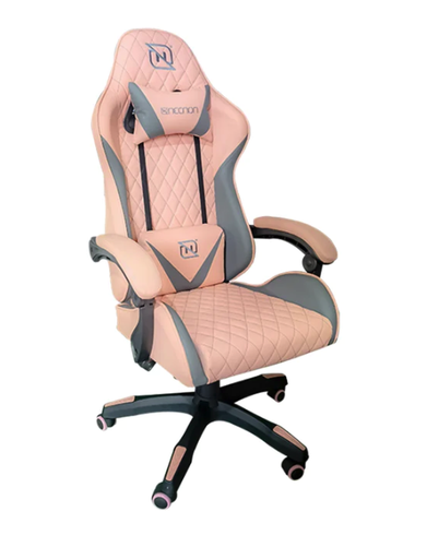 [NBSG130C4] Silla Gamer RGB Inclinación Respaldo 145 Clase 4 140-150KG NSG-RGB1 FOAM 350MM 63CM*64CM*121-131CM Colin Lumbar y Cabeza Rosa/Gris
